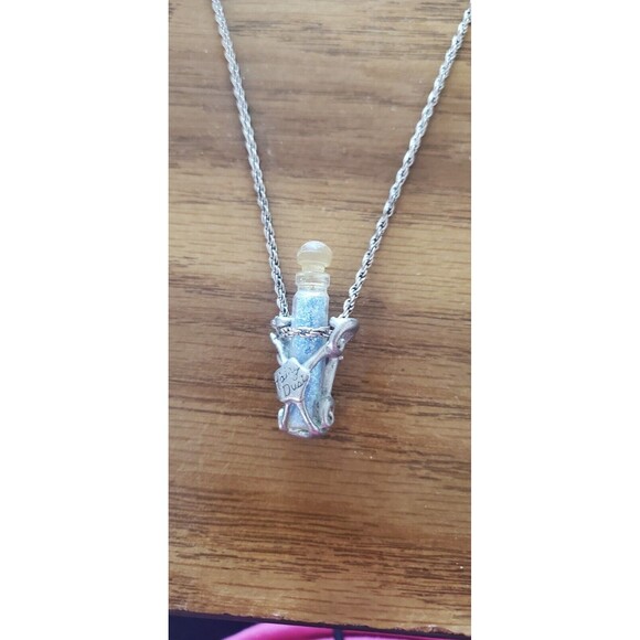 Vintage Signed Fairy Dust Bottle Pendant Necklace Glitter Silver Fantasy 24 in - Picture 4 of 5